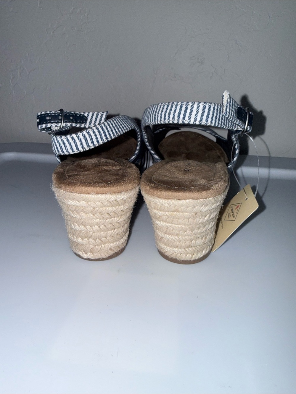 St. John's Bay Navy and White Striped Slingback Espadrille Sandals - Picture 3 of 4